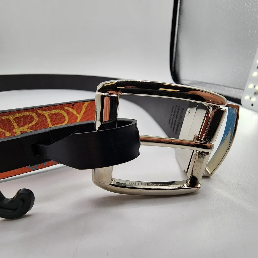 Ed Hardy‎ Surf Crazy Reversible Belt Mens Size 40 Graphic Print Metal Buckle NEW